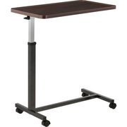 Gec Global Industrial Heavy Duty Overbed Table With H-Base, Walnut Laminate Tabletop 436965WN